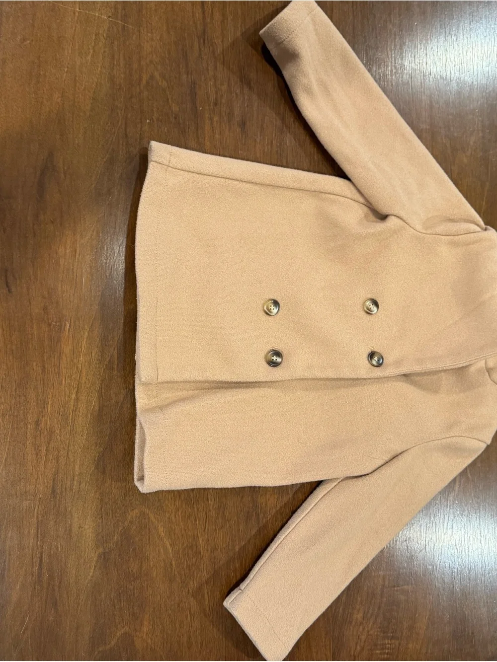 SHEIN Light Pink Double-Breasted Pea Coat for Kids